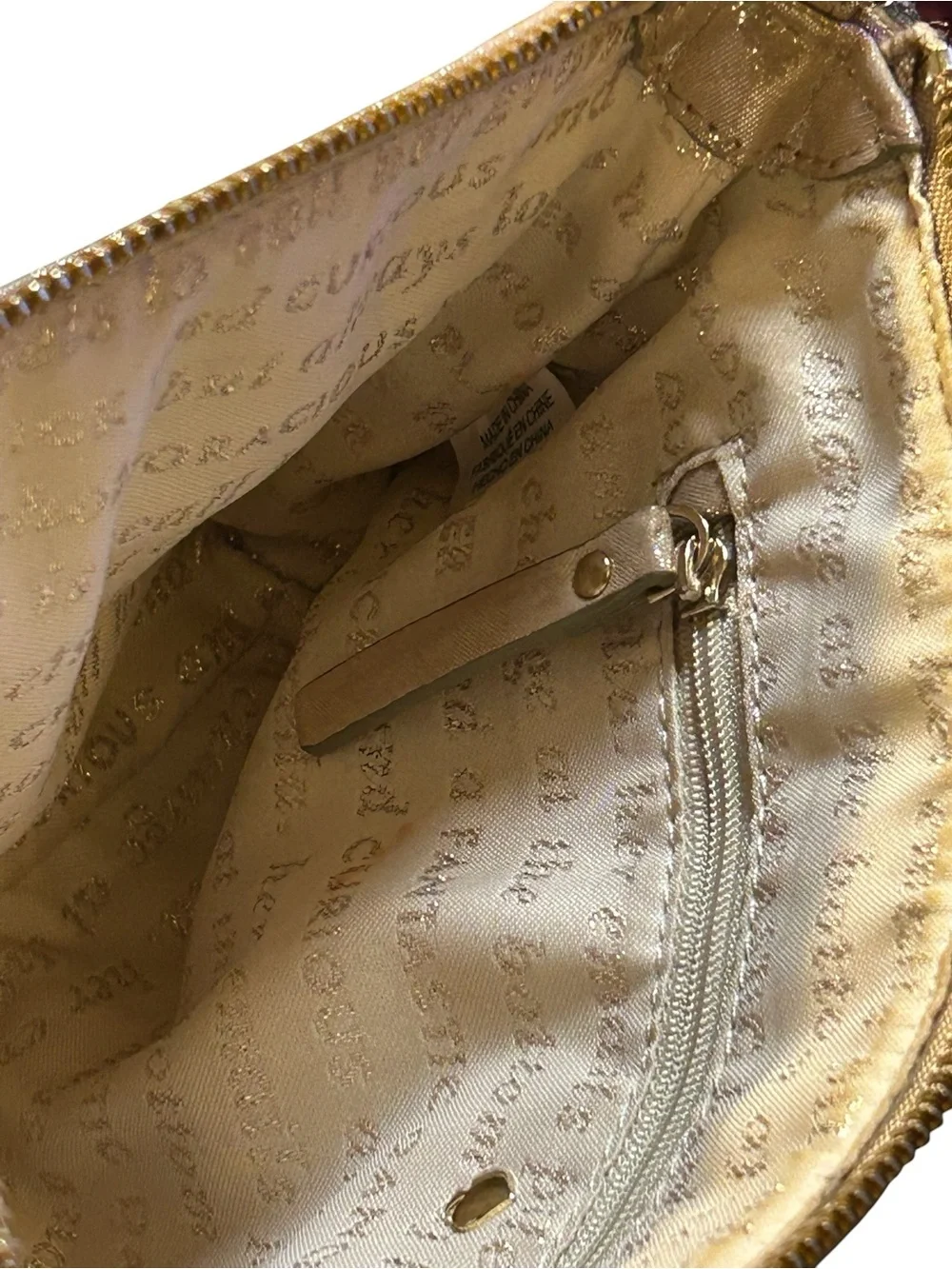 Kate Spade NY Quilted Leather Crossbody Bag Gold Metallic Champagne Purse